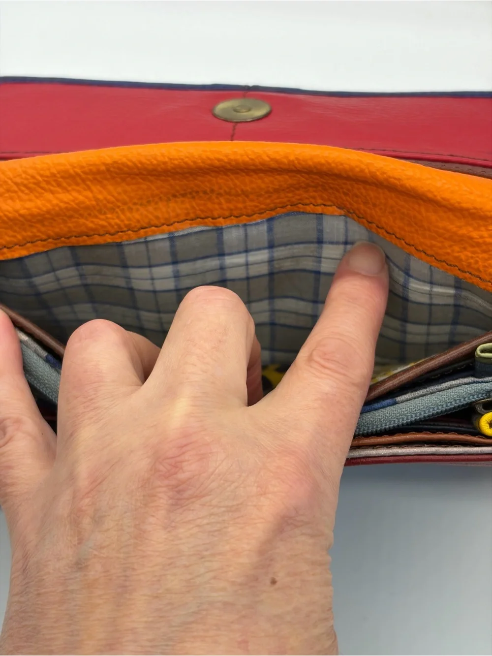 Soruka Multi-Color Leather Half Moon Flap Wallet - Eco-Friendly Patchwork